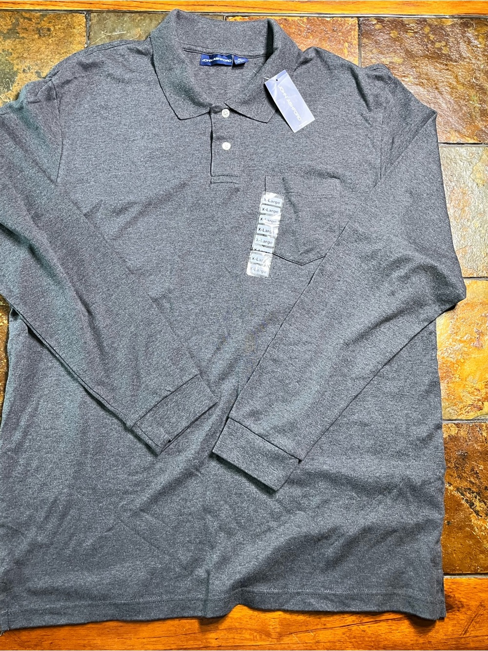 John Ashford Men's Long Sleeve Polo - Charcoal